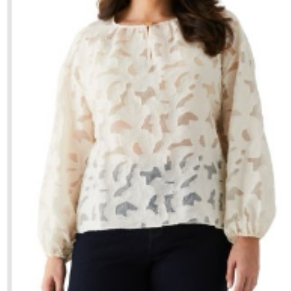 Grandmillenial Cream Patterned Blouse